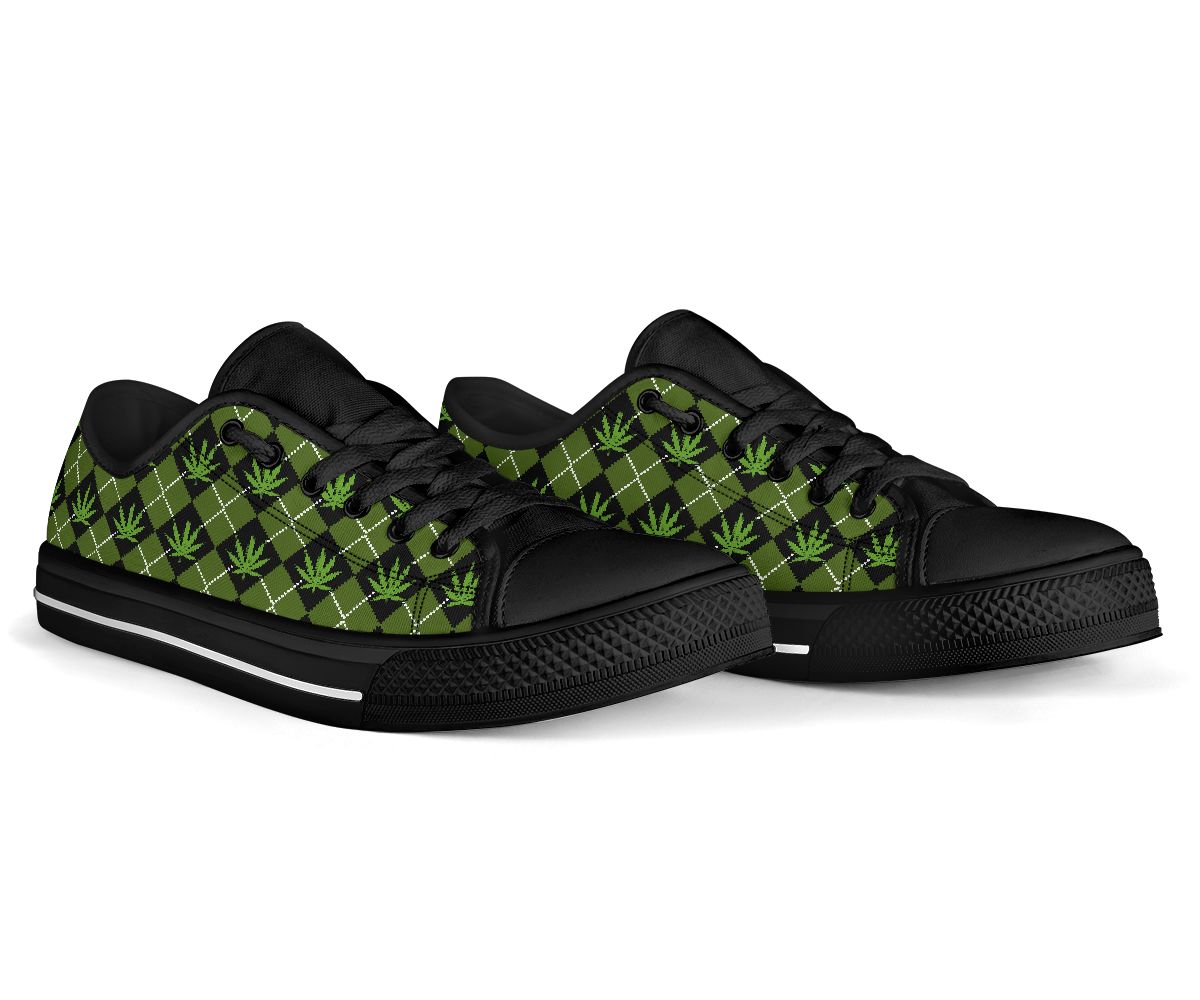 Argyle Pot Leaves - Weed Low Top Shoes 0822