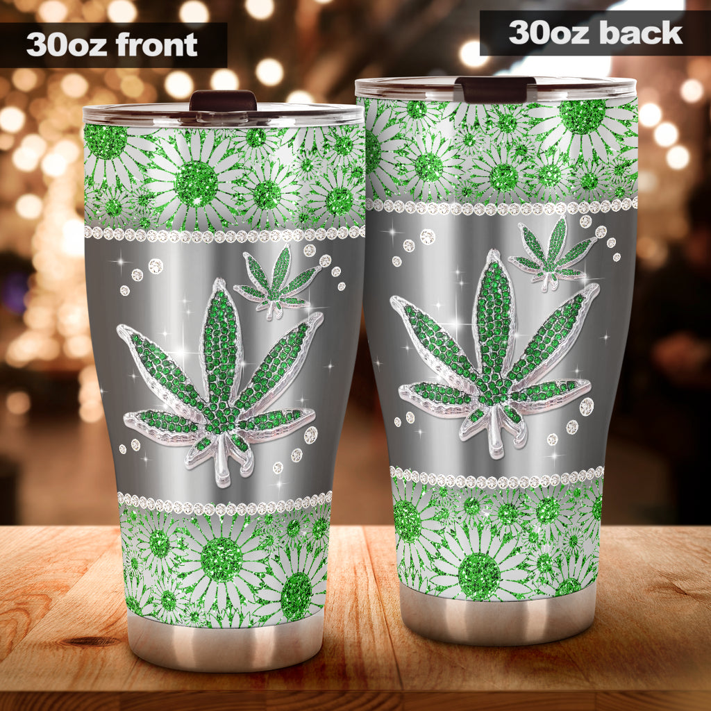 Green Leaves Pattern - Weed Tumbler 0822