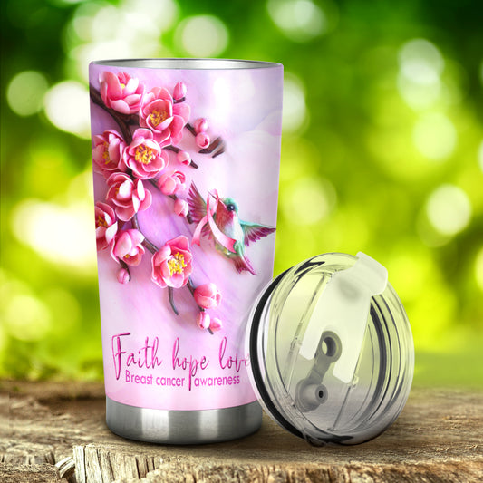 Faith Hope Love Breast Cancer Awareness Tumbler 0622