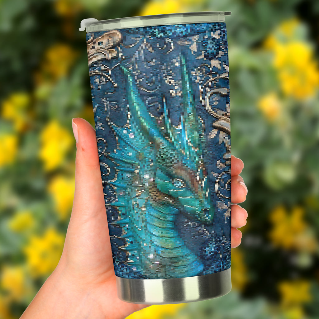 Dragon Metal Pattern Print Dragon Tumbler 0622