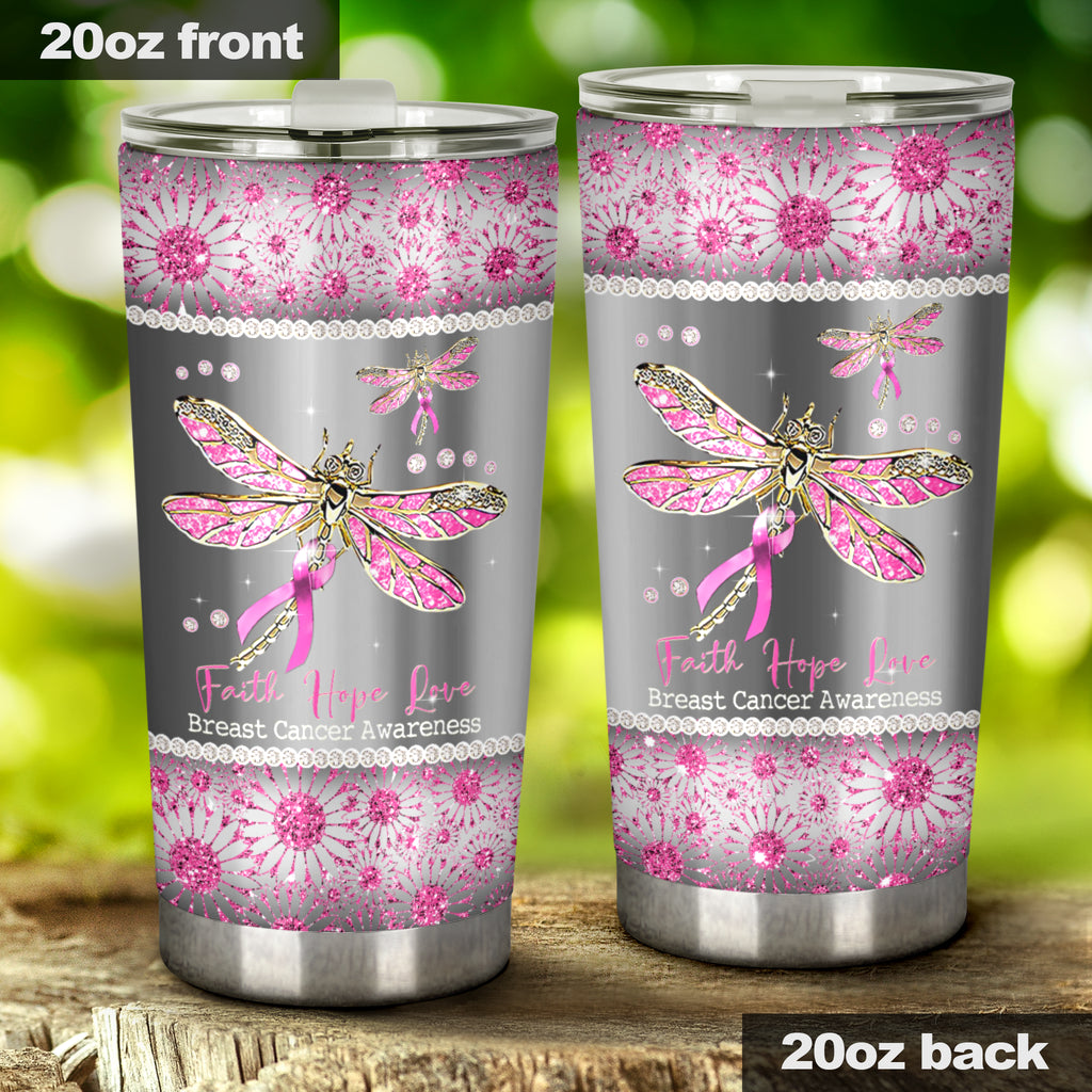 Faith Hope Love Breast Cancer Awareness Tumbler 0622