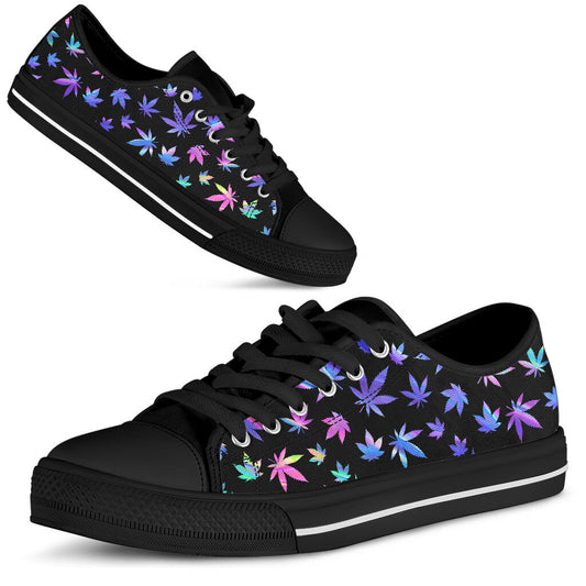 Holographic Leaves Pattern - Weed Low Top Shoes 0822