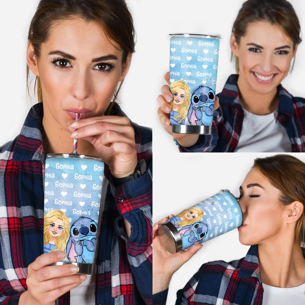 Blue Ohana Name Pattern - Personalized Ohana Tumbler