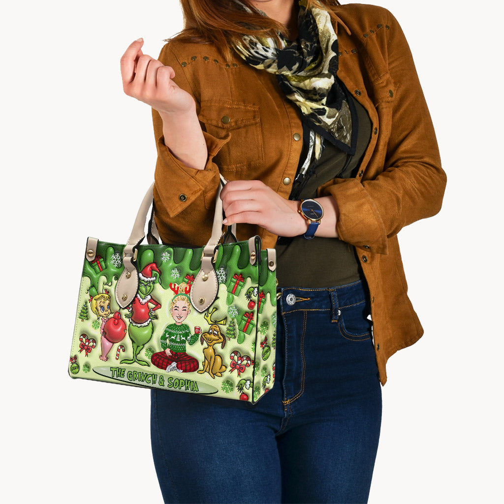 Merry Christmas - Personalized Stole Christmas Leather Handbag