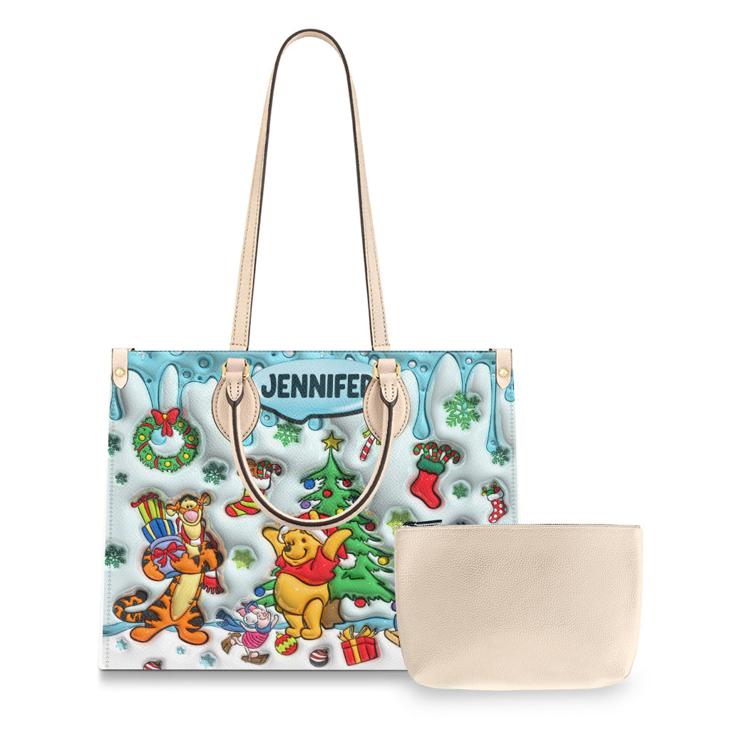 Merry Christmas - Personalized Mouse Leather Handbag