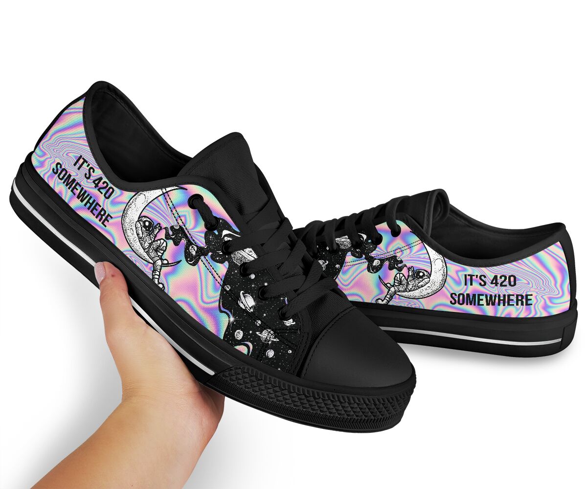 It'S 420 Somewhere Smoking Astronaut - Weed Low Top Shoes 0822
