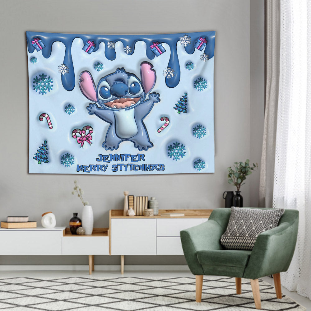 Merry Stitchmas - Personalized Ohana Wall Tapestry