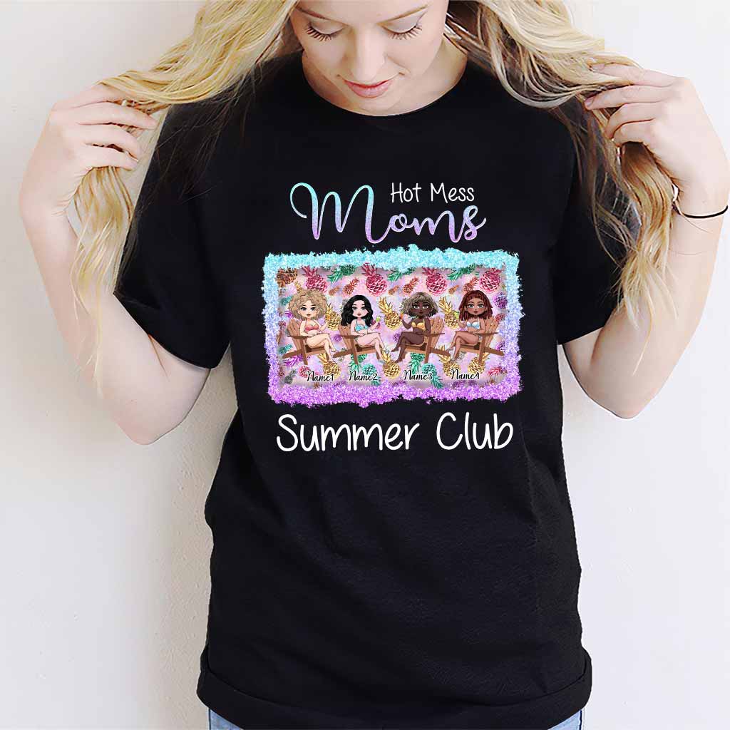 Hot Mess Moms Summer Club - Personalized Bestie T-shirt and Hoodie