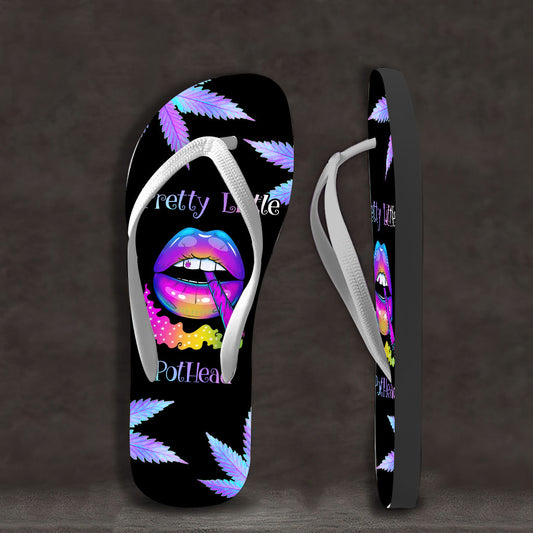 Pothead Hologram - Weed Flip Flops