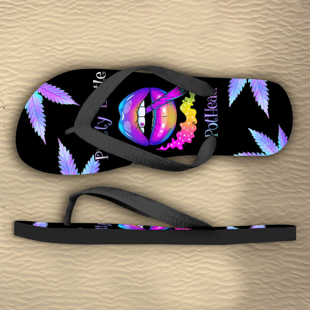 Pothead Hologram - Weed Flip Flops