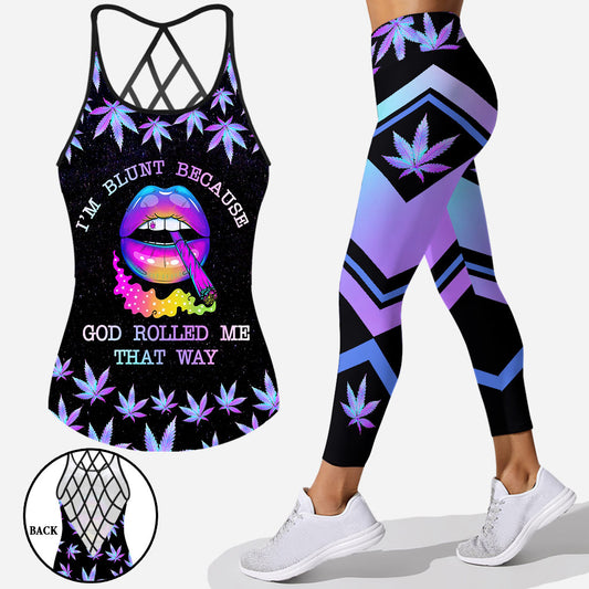 I'm Blunt Because - Weed Cross Tank Top and Leggings
