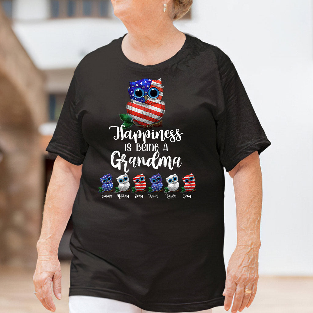Happiness Is Being A Grandma - Personalized Independence Day T-shirt and Hoodie