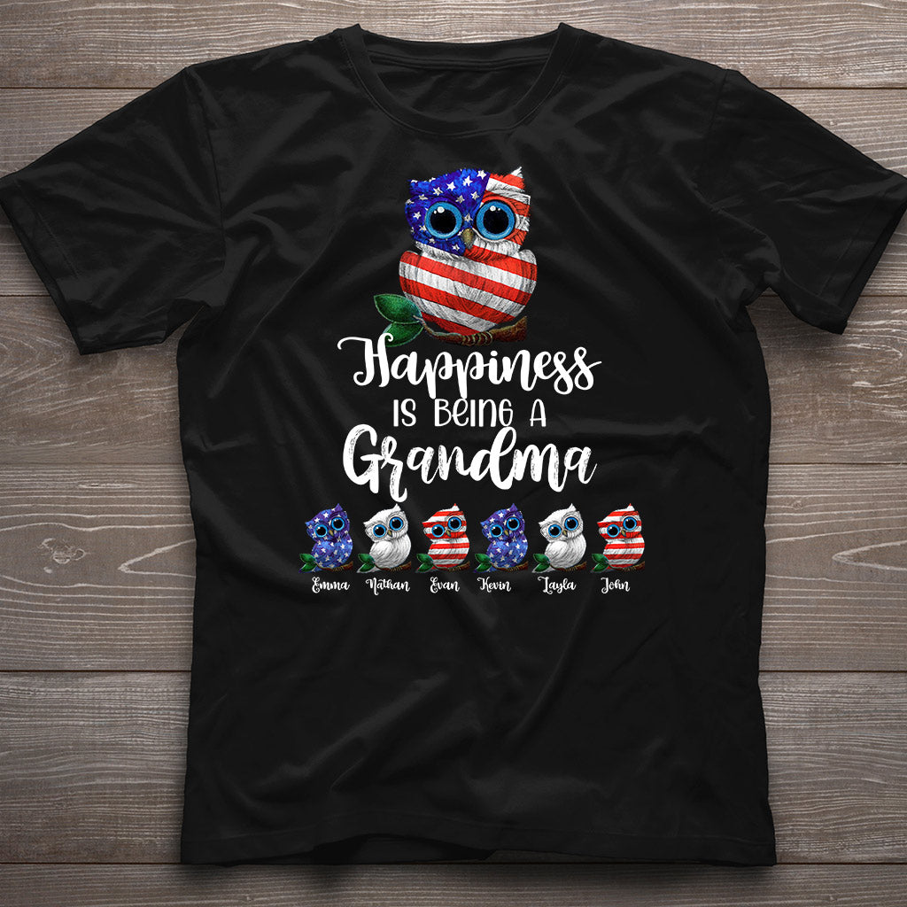 Happiness Is Being A Grandma - Personalized Independence Day T-shirt and Hoodie