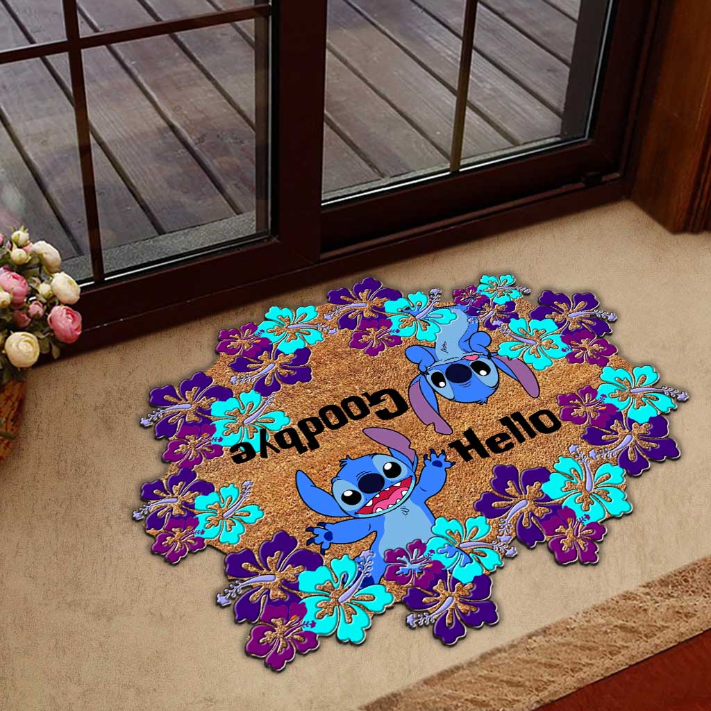 Cute Welcome Goodbye - Ohana Shaped Doormat With Coir Pattern Print
