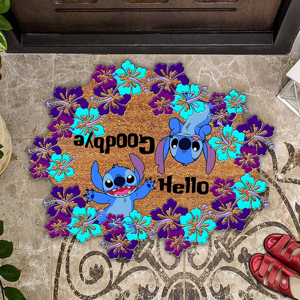 Cute Welcome Goodbye - Ohana Shaped Doormat With Coir Pattern Print