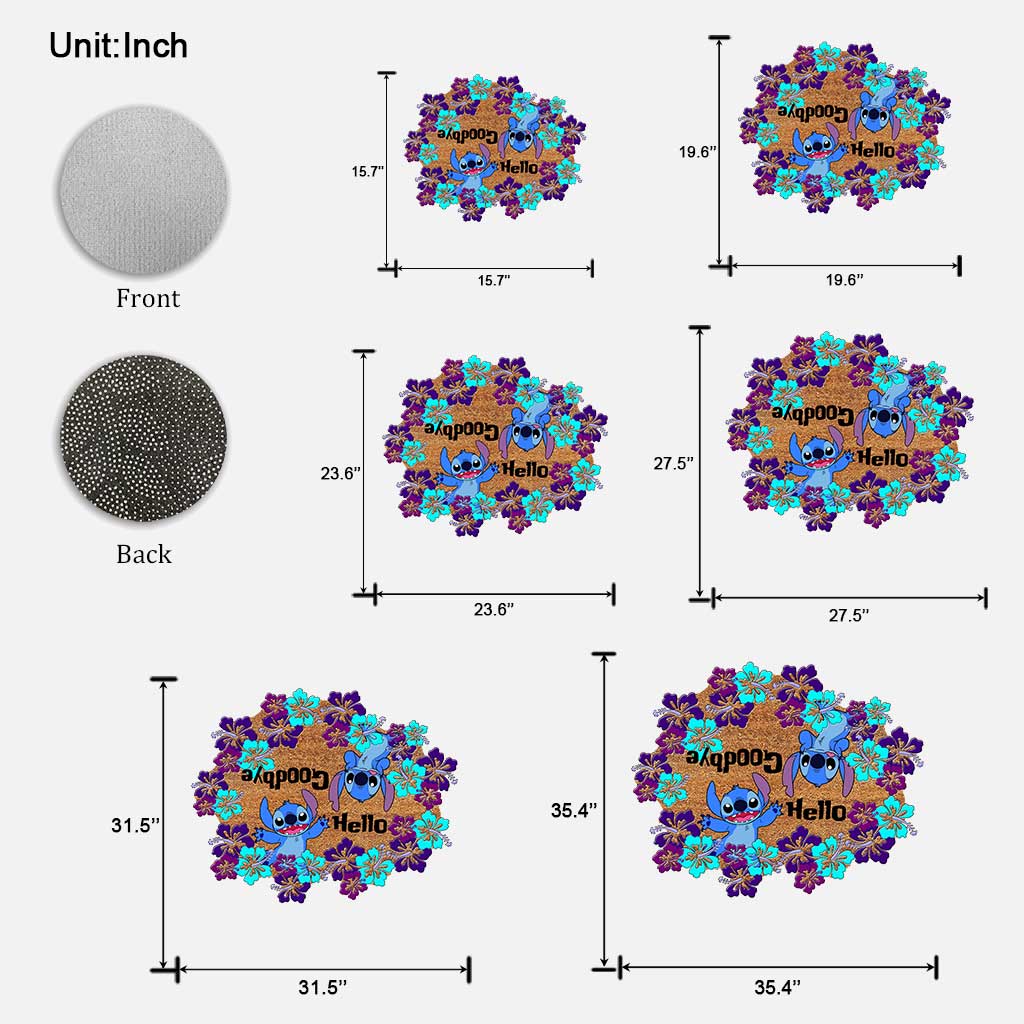 Cute Welcome Goodbye - Ohana Shaped Doormat With Coir Pattern Print