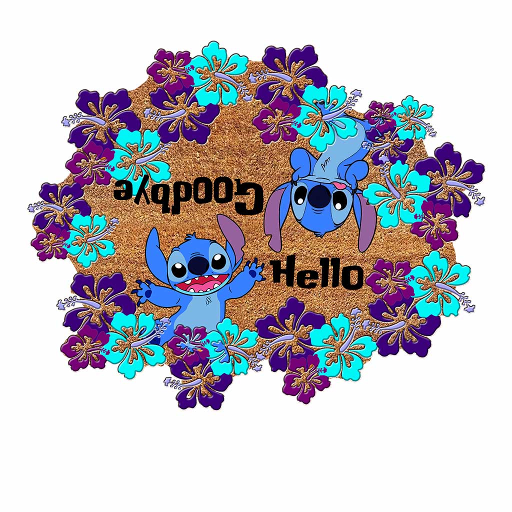 Cute Welcome Goodbye - Ohana Shaped Doormat With Coir Pattern Print