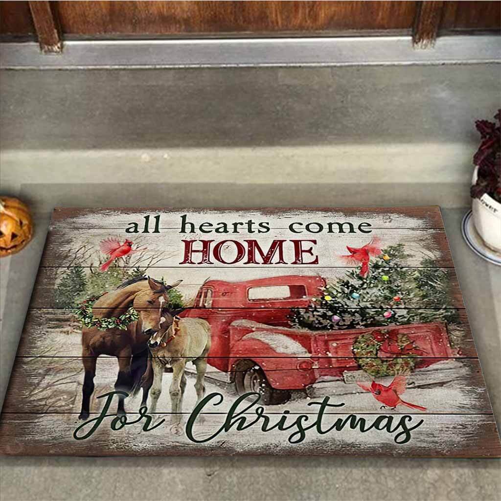 All Hearts Come Home For Christmas - Horse Doormat