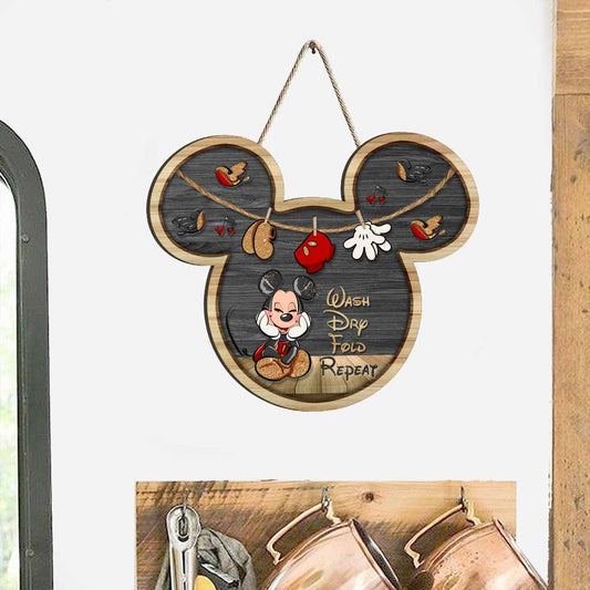 Wash Dry Fold Repeat - Mouse Wood Sign