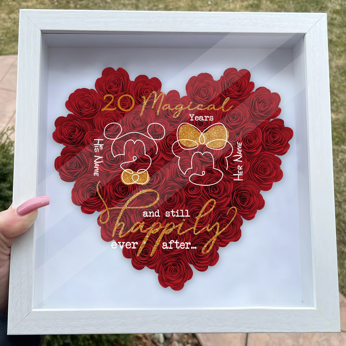 Years Of Magic - Personalized Mouse Flower Shadow Box