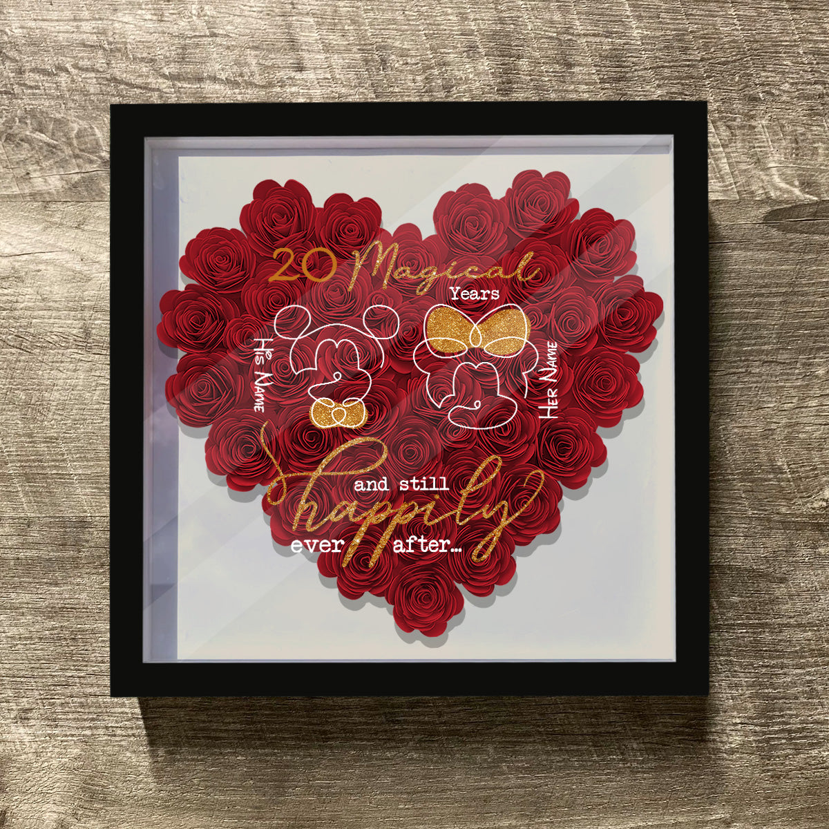 Years Of Magic - Personalized Mouse Flower Shadow Box
