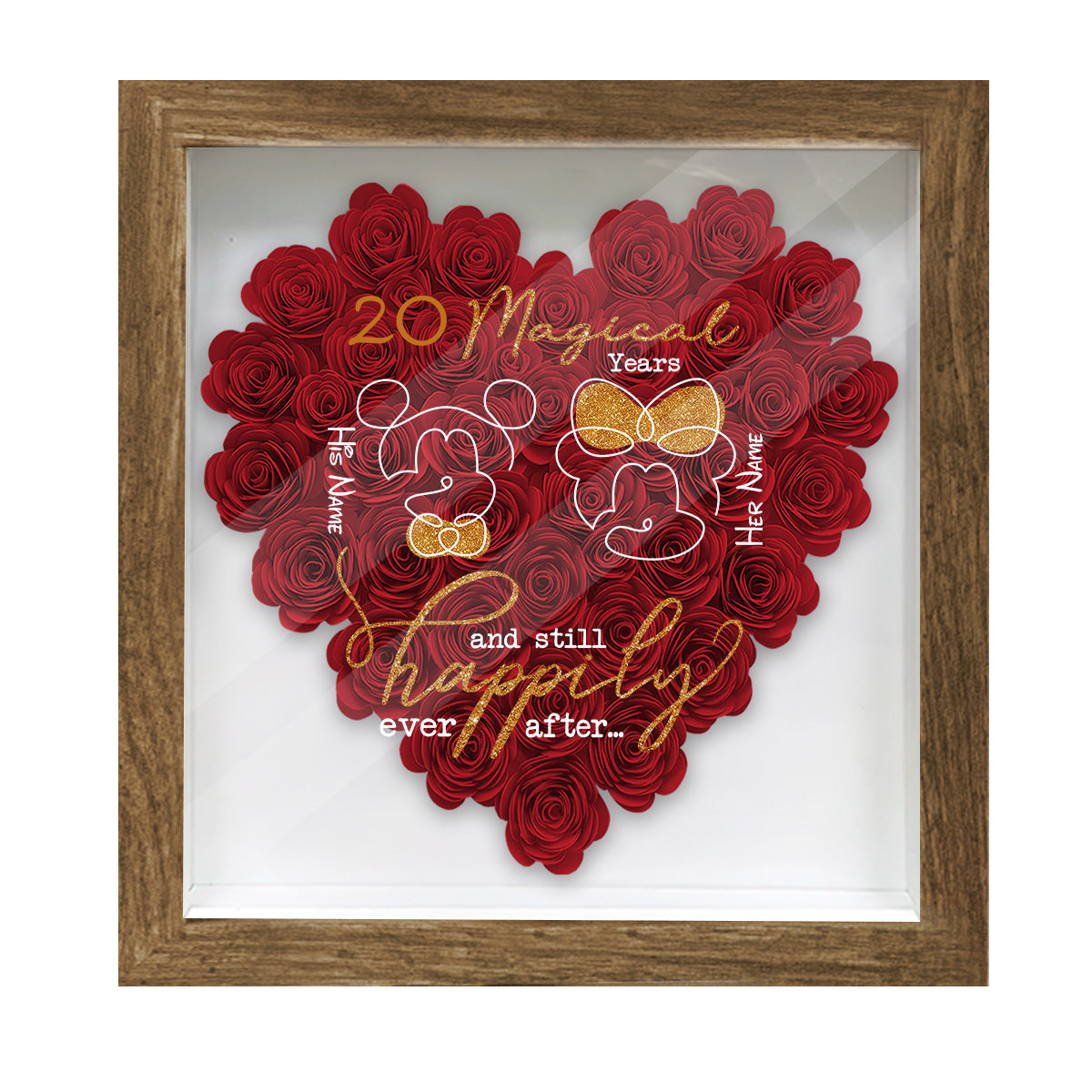 Years Of Magic - Personalized Mouse Flower Shadow Box