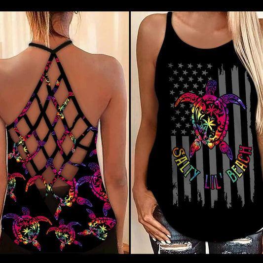 Salty Lil Beach - Turtle Cross Tank Top