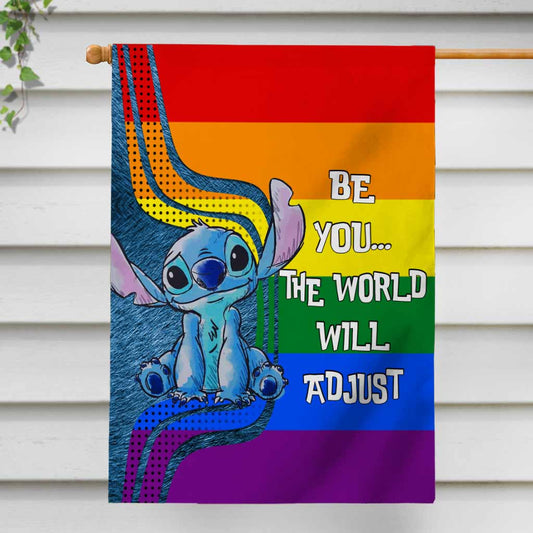 Be You The World Will Adjust - Personalized LGBT Support House Flag