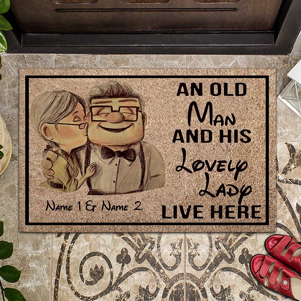 An Old Man And His Lovely Lady - Personalized Couple Mouse Doormat