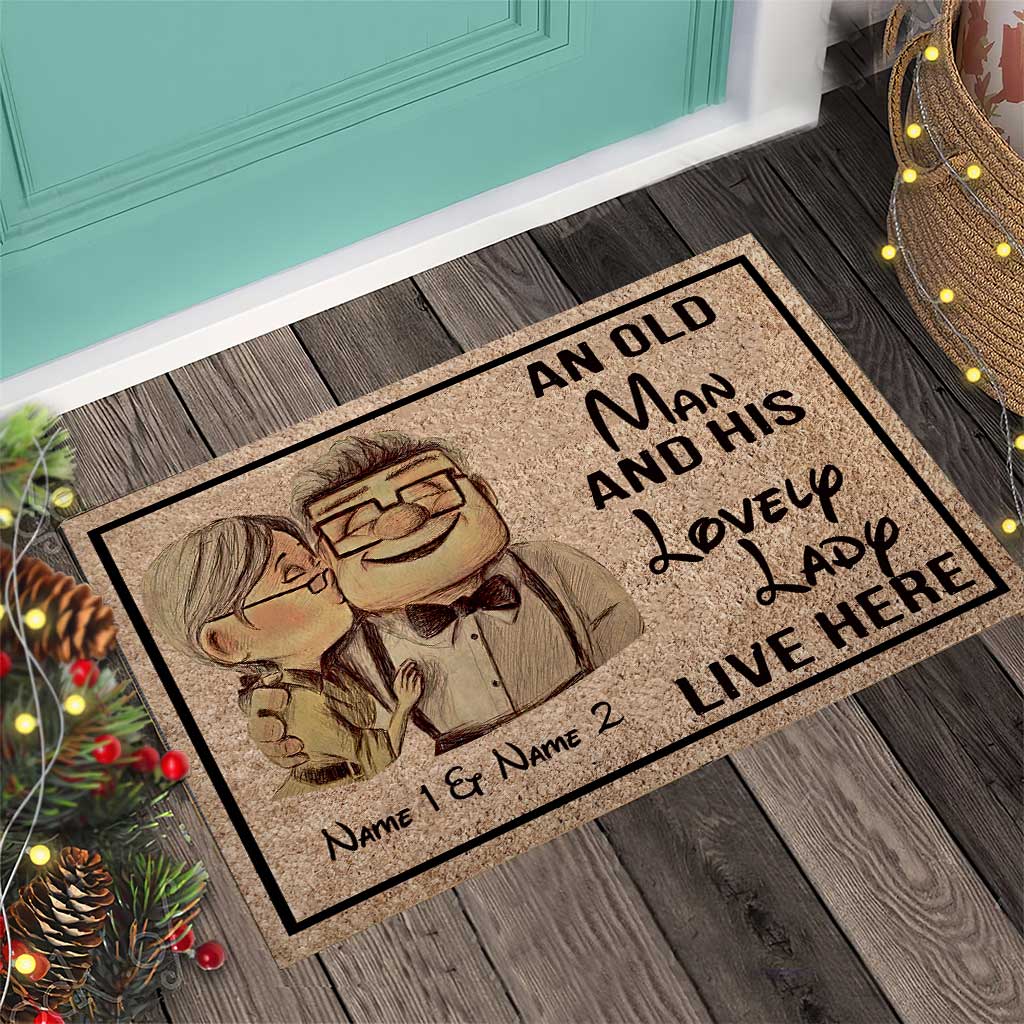 An Old Man And His Lovely Lady - Personalized Couple Mouse Doormat