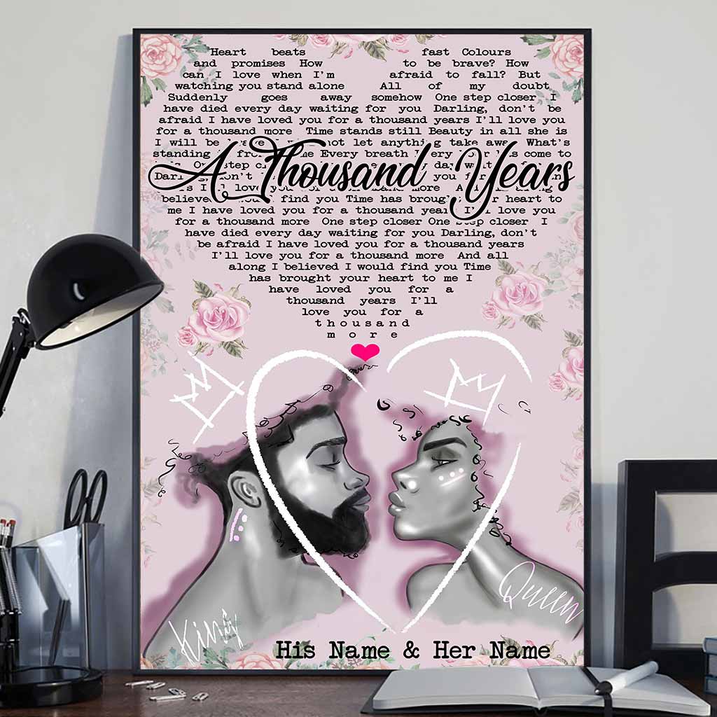 I Love You For A Thousand Year - Personalized Couple African American Poster