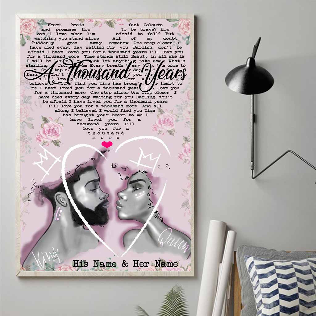 I Love You For A Thousand Year - Personalized Couple African American Poster