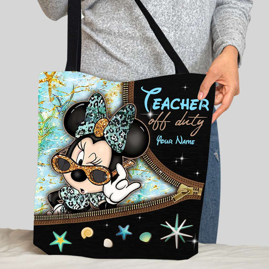 Teacher Off Duty - Personalized Mouse Tote Bag