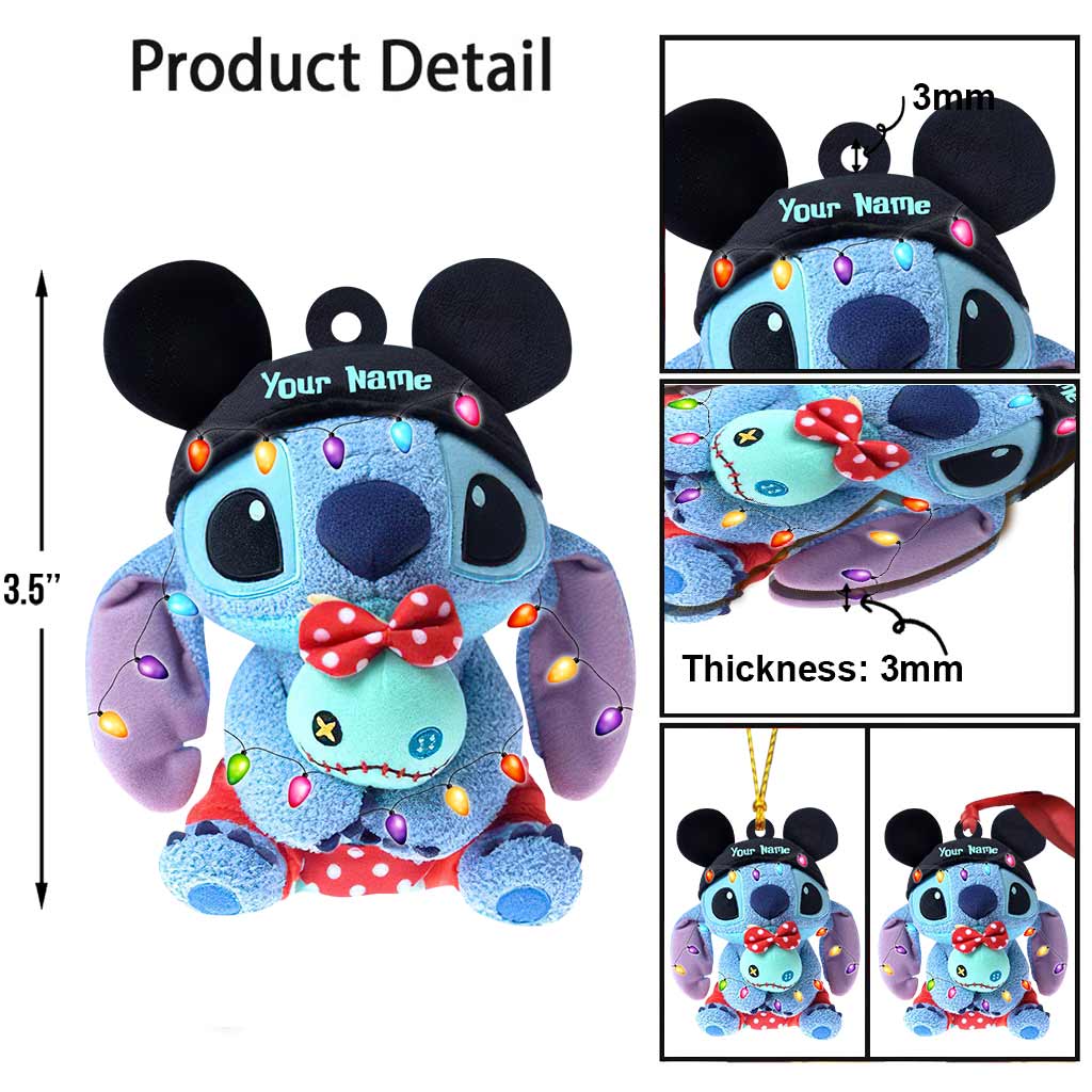 Magical Ohana - Personalized Christmas Mouse Ornament (Printed On Both Sides - Not Stuffed Animal)