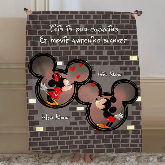 Our Cuddling & Movie Watching Blanket - Personalized Couple Mouse Blanket