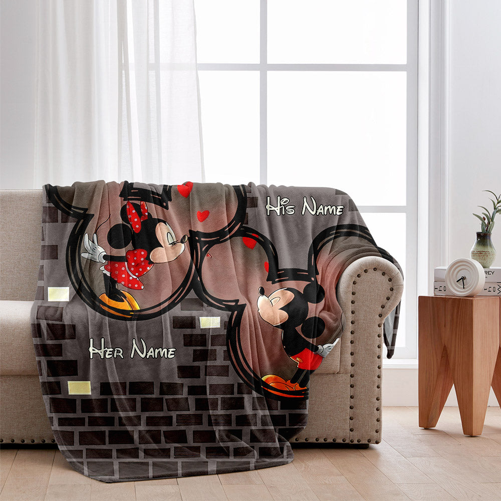Our Cuddling & Movie Watching Blanket - Personalized Couple Mouse Blanket