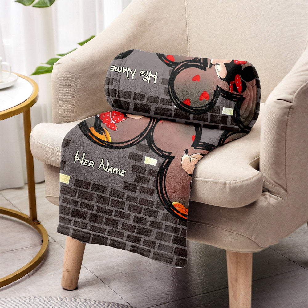 Our Cuddling & Movie Watching Blanket - Personalized Couple Mouse Blanket