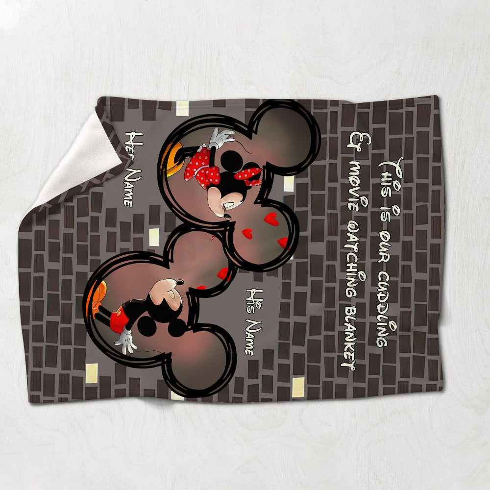 Our Cuddling & Movie Watching Blanket - Personalized Couple Mouse Blanket