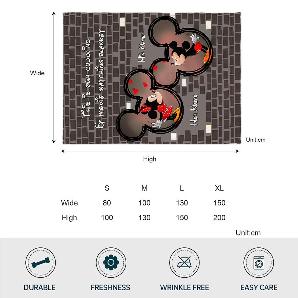 Our Cuddling & Movie Watching Blanket - Personalized Couple Mouse Blanket