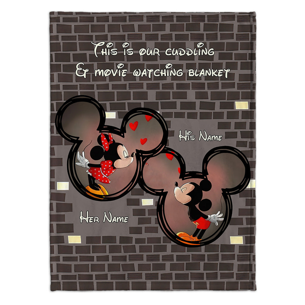 Our Cuddling & Movie Watching Blanket - Personalized Couple Mouse Blanket