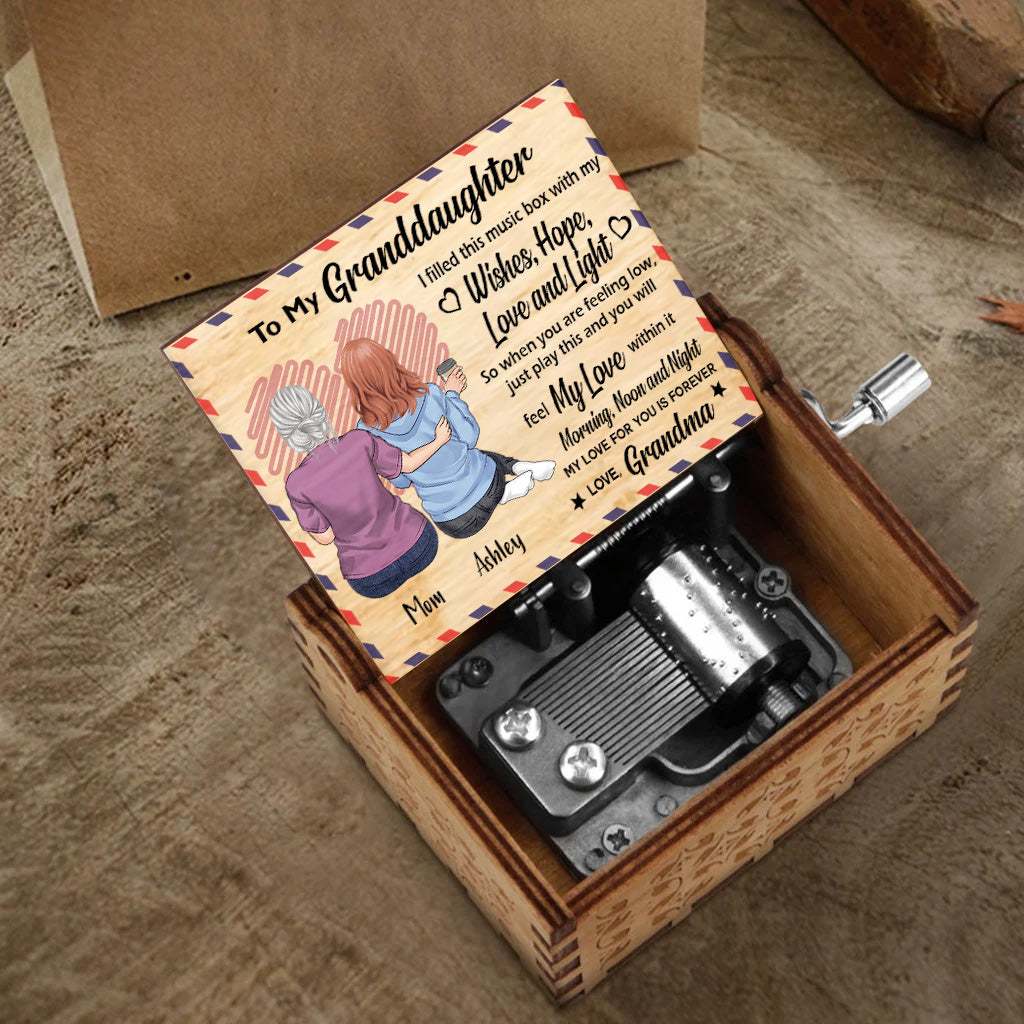 To My Granddaughter - Personalized Mother's Day Grandma Hand Crank Music Box