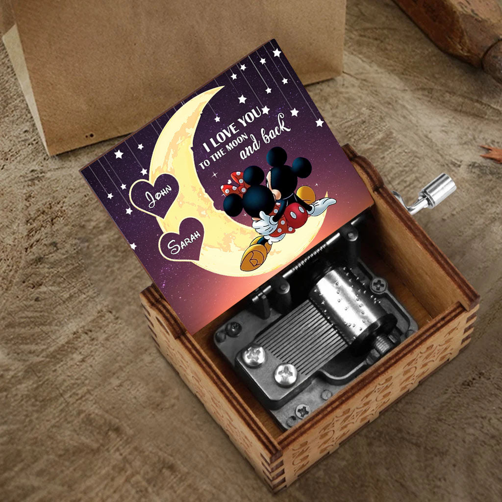 To The Moon And Back - Personalized Mouse Hand Crank Music Box