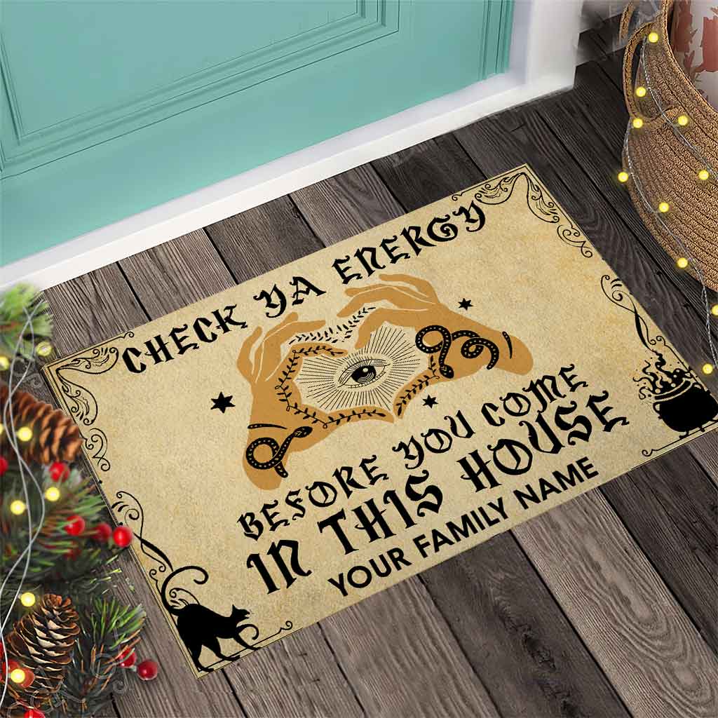 Check Ya Energy - Witch Personalized Coir Pattern Print Doormat