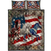 Horse American Flag - Horse Quilt Bed Set