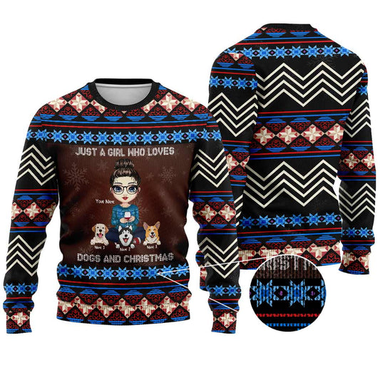 Just A Girl Who Loves Dogs And Christmas - Personalized Sweater