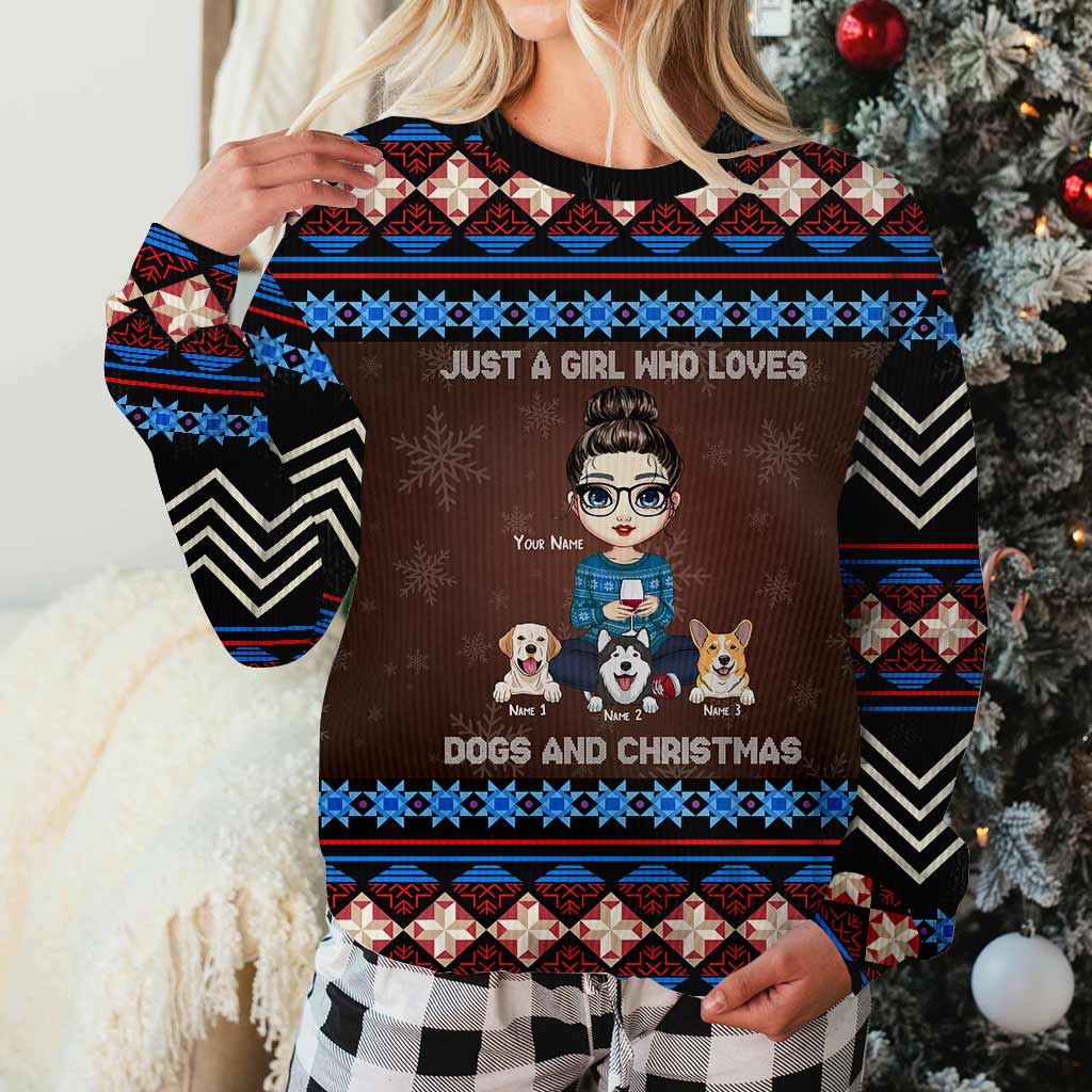 Just A Girl Who Loves Dogs And Christmas - Personalized Sweater