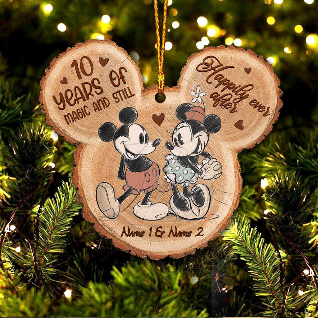 10 Years Of Magic And Still Happily Ever After - Personalized Christmas Mouse Ornament (Printed On Both Sides)