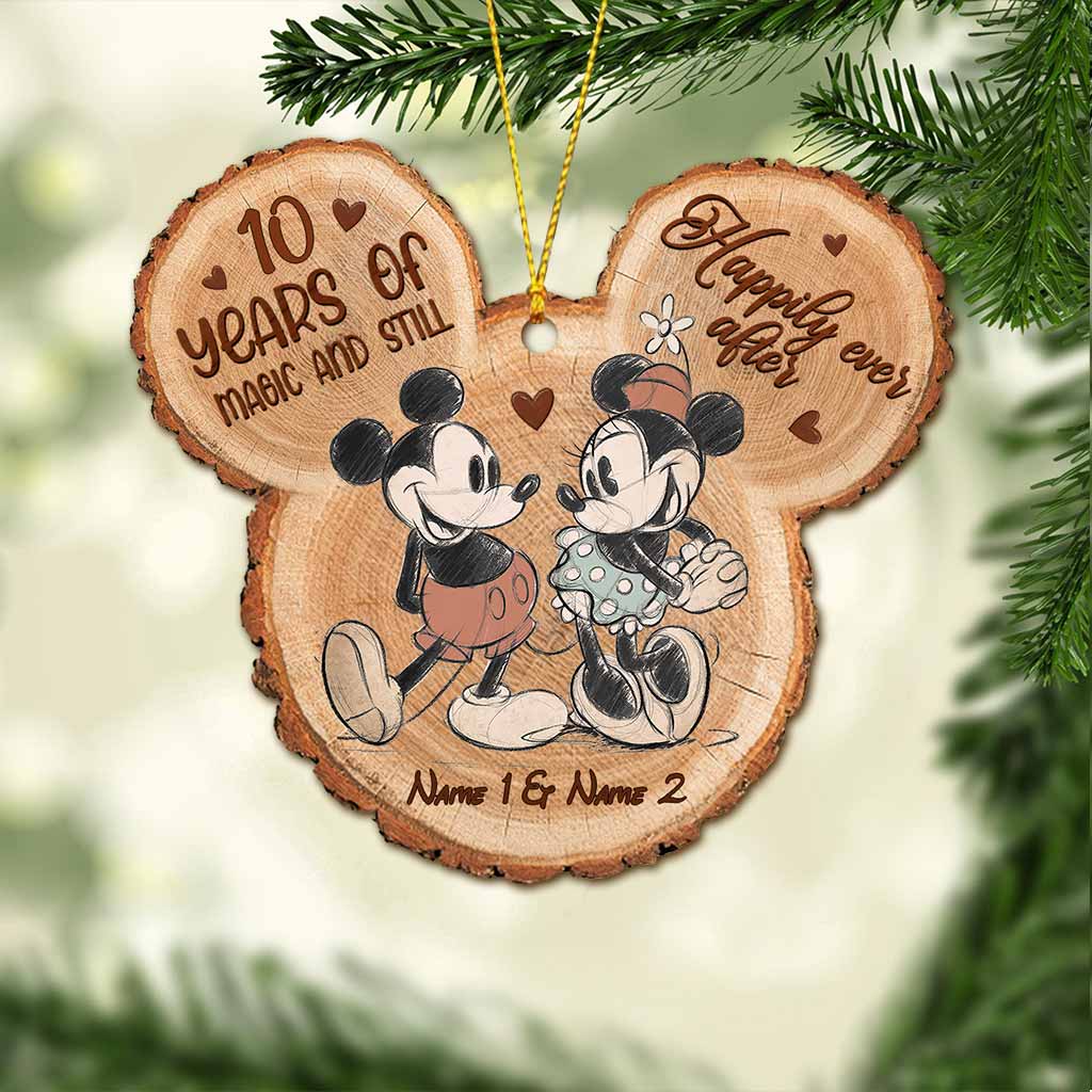 10 Years Of Magic And Still Happily Ever After - Personalized Christmas Mouse Ornament (Printed On Both Sides)