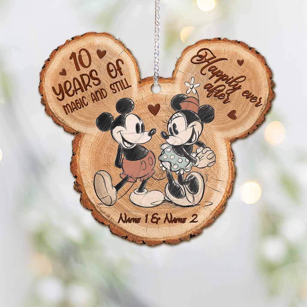 10 Years Of Magic And Still Happily Ever After - Personalized Christmas Mouse Ornament (Printed On Both Sides)