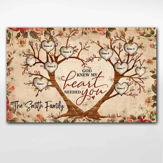 God Knew My Heart Needed You - Personalized Family Poster